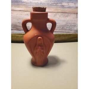 Terracotta Vintage Religious Figurine Vase With Cork Stopper
